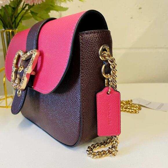 Coach C6796 Gemma Crossbody In Colorblock Strwbrry Hze/Crnbrry - Picture 3 of 8